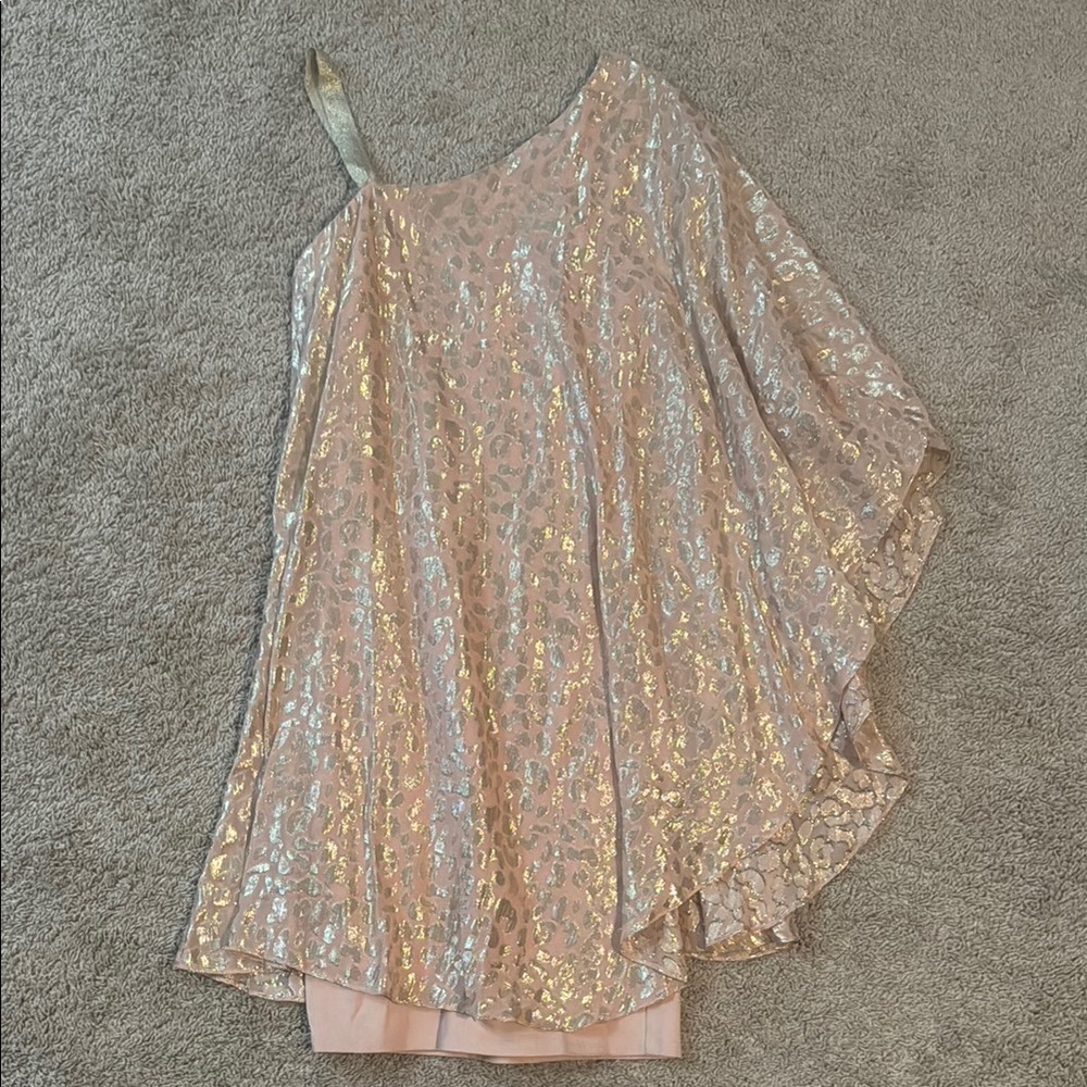 Designer Dress: ERIN. Size 4. Chic Metallic One-Shoulder Top